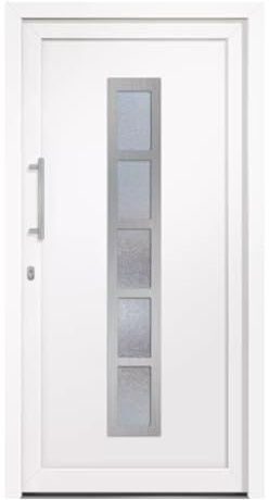 HORI Haustür Eingangstür Komplettset – Robuste Hauseingangstür mit moderner Optik, hoher Wärmedämmung & Sicherheit, Farbe: weiß - DIN links - Modell: Frame - 210 x 110 cm