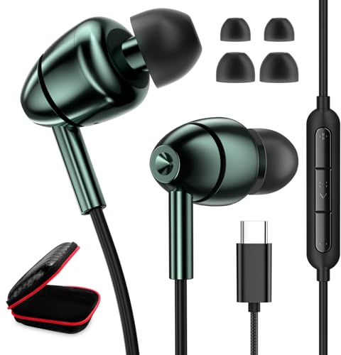 Auriculares USB C para Samsung Galaxy A34 A54 A55 A35 A53 A33 5G,Cancelación del Ruido Estéreo Auriculares Tipo C con Micrófono,Audifonos USB C con Cable para iPhone 16 15 Pixel 9 8 Pro Oneplus Mi 14
