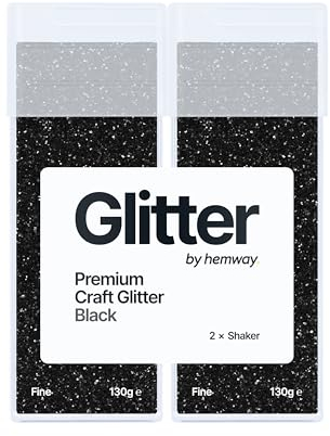 Hemway Premium Glitter Shakers - Black | 130g (2 Pack) Fine Metallic Flake Sequins for Resin & Epoxy Crafts | Craft Supplies for Tumblers, Festival, Hair, Face, Body, Eye & Nail Art