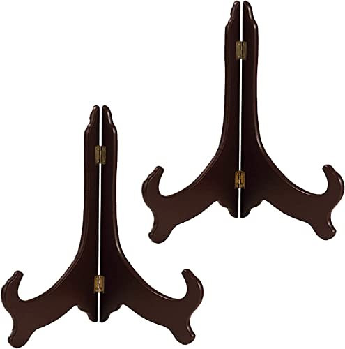Tisch-Bilderständer, faltbar, 2 Packungen Tellerständer aus Holz, Staffeleien, Tellerhalter for Ausstellen von Bildern, Heimdekoration, B (Farbe: Schwarz, Größe: 1 ( Color : Dark Red , Size : 10inch )