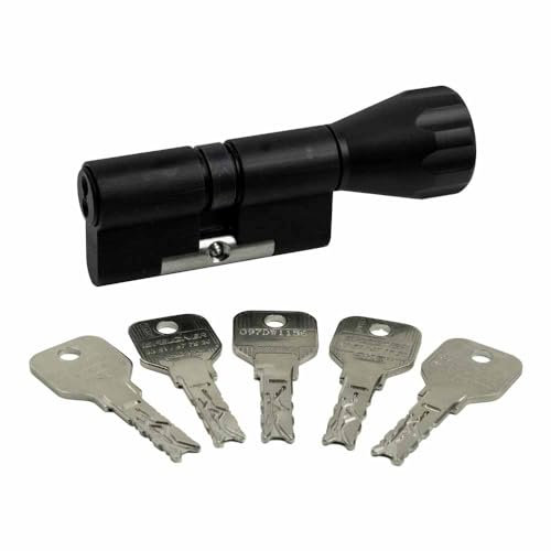 EVVA 4KS Knaufzylinder 61/36K | Hochsicherheits-Zylinder Schließzylinder mit Bohrschutz Ziehschutz Picking-Schutz | Patentschutz | 5 Schlüssel und Sicherungskarte (K=Knauf/Innenseite) | schwarz