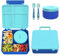 Itslife Fiambrera Infantil con 300ml Termo para Comida, Bento Box para Niños, Lunch Box con 4 Compartimentos y Cubiertos, sin BPA, Fiambrera para Niños a Prueba de Fugas, Azul