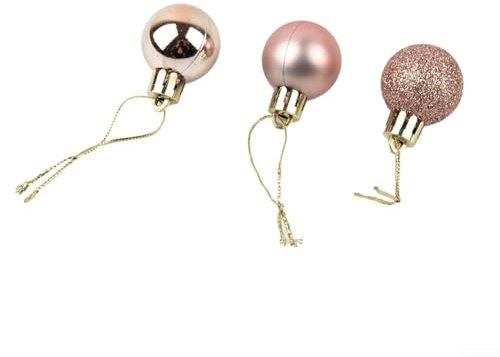 24 Stück Weihnachtskugeln Kunststoff 3cm Christbaumschmuck für Weihnachtsdeko - Baumschmuck für den Weihnachtsbaum (Roségold)