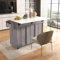 Azkoeesy Carrito de cocina, isla de cocina con encimera ampliable, con 5 ruedas, armario de cocina, carrito de servicio, con 3 cajones y 6 estantes, 139 x 91,5 x 46-71 cm (gris)