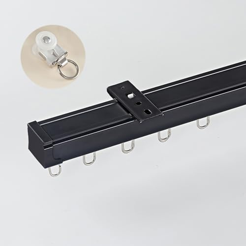 Schwer Vorhangschiene Set, Aluminium Deckenschiene, Gardinenschiene Für Wohnzimmer Schlafzimmer Büro(Schwarz,6m)