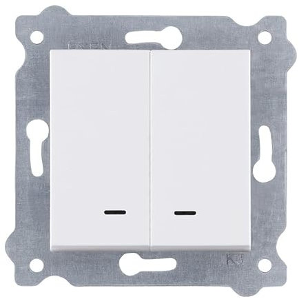 EXEN - Lichtschalter Unterputz 2-fach mit LED Kontrollleuchte - Doppelschalter Weiß - All-in-One Kompatibel mit Serien KARELL/ODAK/COMFORT von Marke EXEN - 203/01E