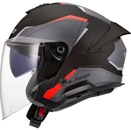 LS2 Unisex Verso Ii Air Black Red Jet Motorcycle Helmet