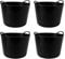 TUKA Pack de 4 Capazos de Plástico 42 L – Negro Profesional | Barreño, Cubeta Resistente Multiusos para albañilería, jardinería, Agricultura y hogar (4 Unidades)