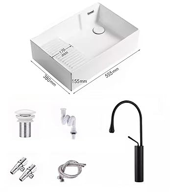 HTTGDGDH Lavabo De Baño Lavabo De Mesa De Cerámica Nórdica Lavabo De Esquina Lateral Desagüe Lavabo De Lavadora Balcón Lavabo De Casa Piscina con Lavabo De Tabla Lavabos De Baño