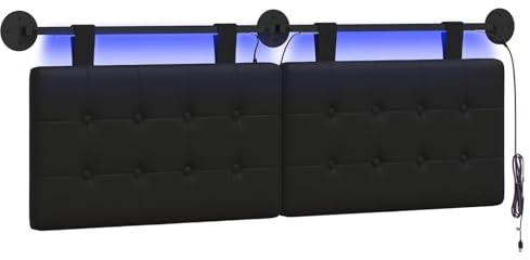 vidaXL Hängendes Kopfteil Mit LED Licht Schwarz Kunstleder
