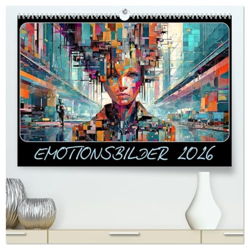 Emotionsbilder (hochwertiger Premium Wandkalender 2026 DIN A2 quer), Kunstdruck in Hochglanz: Gefühle, in Glitch-Art ausgedrückt (CALVENDO Menschen)