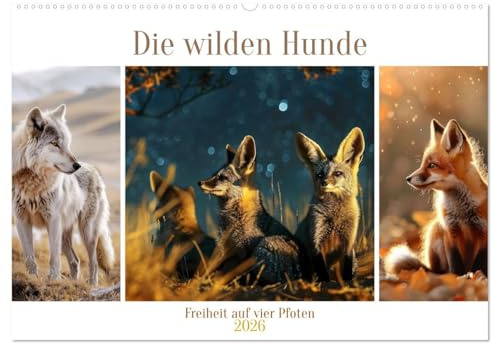 Die wilden Hunde (Wandkalender 2026 DIN A2 quer), CALVENDO Monatskalender: Mit einem Herzen so frei wie der Wind (CALVENDO Tiere)