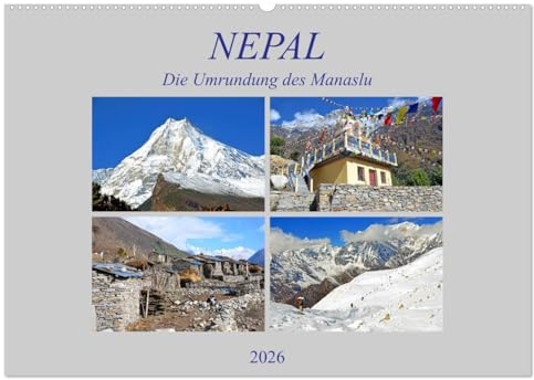 NEPAL, die Umrundung des Manaslu (Wandkalender 2026 DIN A2 quer), CALVENDO Monatskalender: Eine Trekkingtour um den achthöchsten Berg der Erde (CALVENDO Natur)