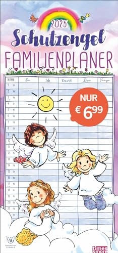 Schutzengel Familienplaner 2025: times&more Kalender mit 5 Spalten - praktischer Familienplaner für die Wand mit süßen Schutzengeln als Blickfang. Familienkalender 2025. (times&more Kalender Heye)