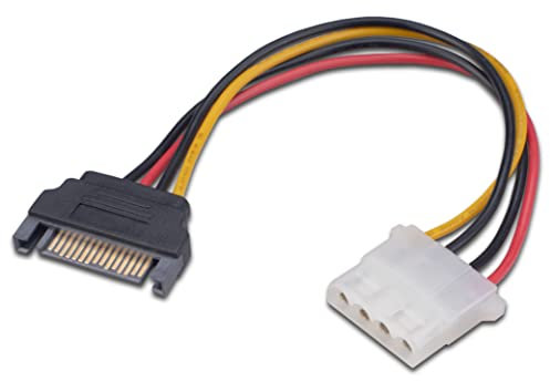 Akasa SATA to 4-pin Molex Adapter | Converts 15-pin SATA PSU power to 4-pin PSU Molex Connector | SATA to Molex Power Cable Adapter | 15cm | AK-CBPW03-15