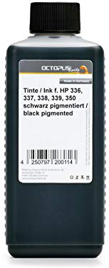 Nachfülltinte kompatibel für HP 336, 337, 338, 339, 350, 350XL Druckerpatronen, Tintenpatronen schwarz pigmentiert, 250ml, non-OEM