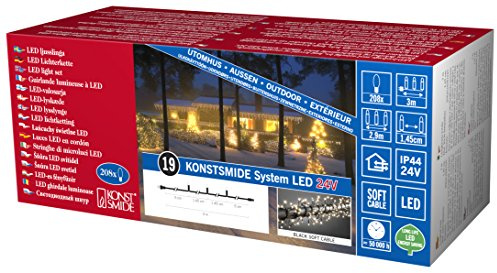 Konstsmide LED System Erweiterung, Büschelllichterkette Cluster, 208 warm weiße Dioden, Außen (IP44), schwarzes Soft-Kabel - 4643-107