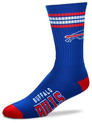 For Bare Feet Unisex Nfl 4 Stripe Deuce Crew - Large Crew-Socken (2er Pack)