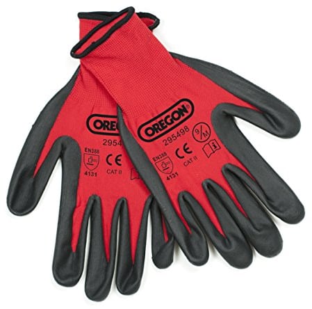 Oregon Guanti da Lavoro in Nitrile Rivestit in Nylon, DPI per Interni ed Esterni da Uomo e Donna, Taglia L, Rosso e Nero