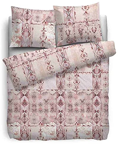 Heckett & Lane Mako Satin Bettwäsche Tory I Größe 135x200 1 x 80x80 cm I Farbe Rose Design Indisch Orientalisch