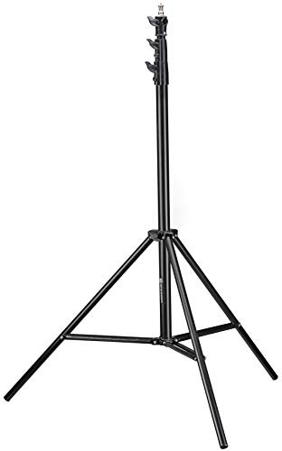 Bresser BR TP280 Lampenstativ Aluminium 280 cm luftgefedert schwarz | 120 bis 280 cm höhenverstellbar, 98 cm Packmaß, 1,9 kg, Metallteile, Spigotadapter mit 1/4 Zoll und 3/8 Zoll