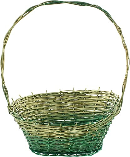 Präsentkorb grün/gold aus Weide in 3 Größen, Geschenkkorb leer, Henkelkorb, Weidenkorb, Buffetkorb aus Korbweide, Flechtkorb zum befüllen (klein)