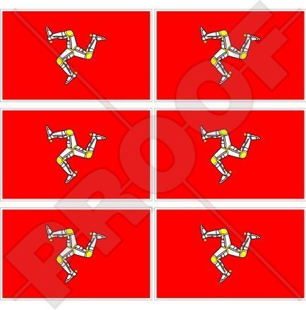 ISLE von MAN Manx Flagge TT RENNEN Großbritannien UK 40mm Mobile, Handy Vinyl Mini Aufkleber, Abziehbilder x6 Stickers