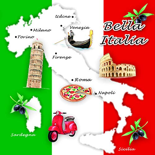 Servietten Fremde Kultur, 20 Servietten Italiens schöne Seiten mit Sehenswürdigkeiten als Tischdekoration für traditionelle italienische Mahlzeiten, 33 x 33 cm