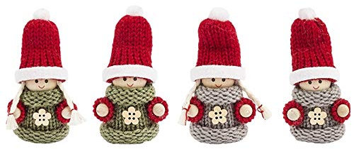 Ideen mit Herz Niedliche Winter-Püppchen | Weihnachtswichtel | Weihnachts-Deko | aus Holz, Filz und Strick | Winter-Kinder (Emmi & Raphael | 7,5cm hoch | 4 Stück)