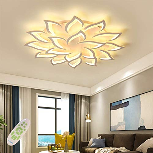 JIOAIDE LED-Deckenleuchte Moderne Dimmbare Mit Fernbedienung Deckenlampe Kreative Blumenform Design Metall Acryl Blütenblätter Esszimmerlamp Schlafzimmer Wohnzimmer Deckenlicht(18heads/Ø120CM)