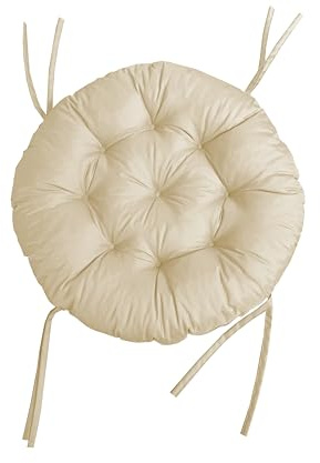 chilly pilley® Polster für Papasansessel - Rundkissen - Auflage Polster für Papasansessel -Sesselkissen Sitzkissen Gesteppt mit Schlaufen (Creme, 90cm)