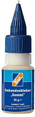 TECHNOLIT Sekundenkleber Gummi 25g Gummikleber, Schnellkleber, Klebstoff, Superkleber, Elastomerkleber