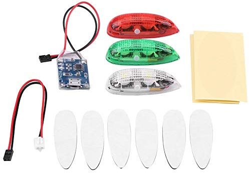 Demeras RC Drone LED-Beleuchtungsset Wireless Rot Grün Weiß LED-Blitzlichter für RC Fix Wing Aircraft Flugzeughubschrauber 3St