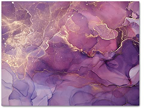 wandmotiv24 Leinwandbild Steine & Felsen, Querformat, Lila Marmor mit Gold M0242