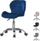 CLIPOP Schreibtischstuhl, Homeoffice Stuhl, Drehstuhl, Schminkstuhl mit Rollen, höhenverstellbar 10cm, bis 150 kg belastbar, mit Armlehnen Samtsitz, für Arbeitszimmer, Schlafzimmer (Blau)
