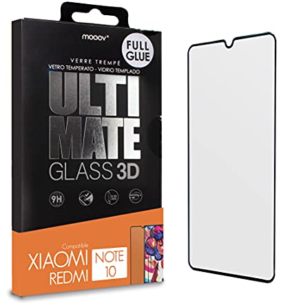 mooov 612037 - Vidrio Templado 3D Compatible Xiaomi Redmi Note 10/10S; Cristal Templado Curvo 3D; dureza 9H; Grosor 0;33mm