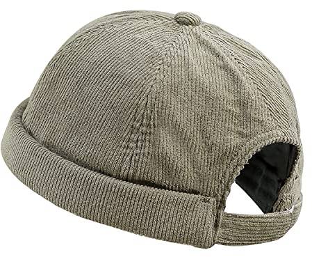 CLAPE Corduroy Cotton Docker Cap Cord Dockermütze Kurz Kappe Ohne Schirm Seemannsmütze Rolled Cuff Brimless Cap Rollmütze Herren