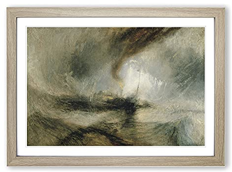 Big Box Art Snow Storm by Joseph Mallord William Turner Framed Wall Art Picture Print Ready to Hang, Oak A2 (62 x 45 cm)