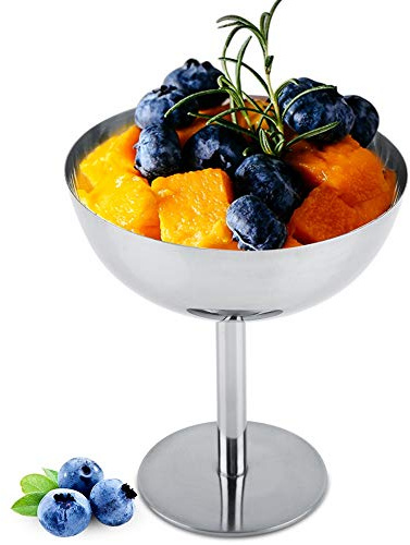 Eisbecher, Edelstahl-Eisbecher Wiederverwendbare Dessertbecher Dessertschale Zum Servieren von Eissalat Fruchtpudding(Hohe Füße)