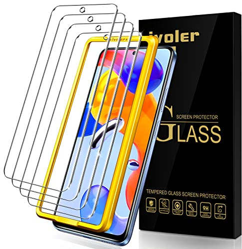 ivoler 4 Piezas Cristal Vidrio Templado Protector de Pantalla para Xiaomi Redmi Note 12 Pro 4G / Redmi Note 11 Pro 4G / 5G / Redmi Note 11E Pro 5G / Poco X4 Pro 5G, Incluye Marco de Instalación Fácil