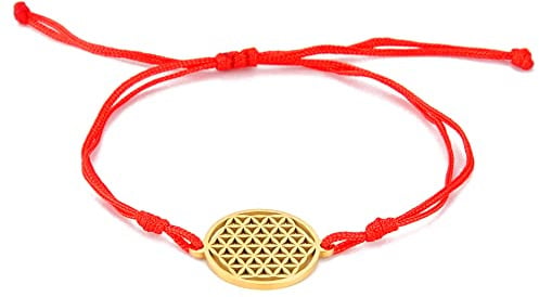 UNIFT Blume des Lebens Anhänger Armband Für Frauen Edelstahl Geometrie Stil Hohl Out Blume des Lebens Doppel Seil Armband Inspirierende Verstellbare Armband Schmuck