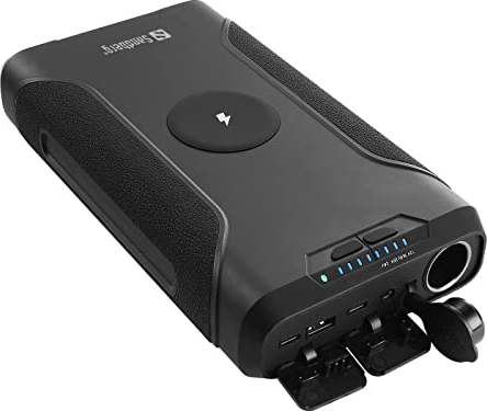 Sandberg Survivor Powerbank 7 in 1 72000 | Tragbares Ladegerät | Extreme Kapazität | Kabelloses Laden | USB-C | 29 Ladezyklen | IPX4 Wasserbeständig | Duales Laden | Ladedurchgang | Taschenlampe