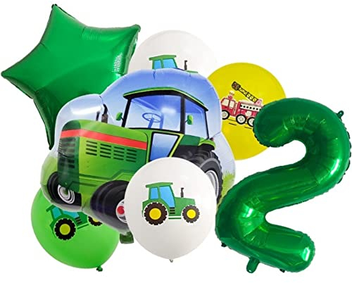 DIWULI Traktor Luftballons 2 Jahre - Zahl Deko Geburtstag