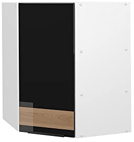Vicco Eckhängeschrank Fame-Line, Schwarz-Eiche Hochglanz/Weiß, 57 cm