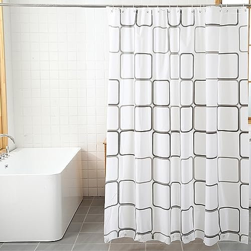 Helweet Rideau de Douche, Rideau de Salle de Bain, Rideau de Baignoire, Rideau Anti Moisissure, Rideau de Douche Imperméable, Rideau de Douche de Salle de Bain, 180 X 200cm (Motif à Carreaux)