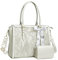 MOSISO Laptop Bag for Women, 15.6-16 inch PU Leather Tote Bag Compatible with MacBook, HP, Dell, Asus Notebook, Front Embossed Retro Hibiscus Computer Bag with Silk Scarf&Clutch Purse, Beige