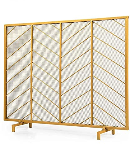 Kamin-Schutzgitter, goldfarben, massives Schmiedeeisen, Kaminofen, Funkenschutz, Zaun mit Metallgeflecht, robust Marriage
