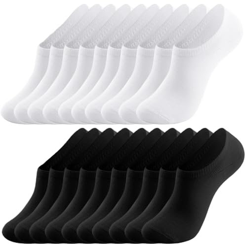 flintronic Calzini Fantasmini Uomo e Donna, 10 Paio Calze Corti Invisibili in Cotone, Calzini Corti Fantasmini, Calzini Unisex on Taglio Basso Antiscivolo, Fantasmini Uomo Donna Traspirante
