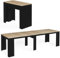 IDMarket - Table Console Extensible Orlando 14 Personnes 300 cm Bois Noir et façon hêtre