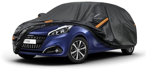 Kayme Autoplane Wasserdicht Atmungsaktiv für Peugeot 208 (2012-2025), 7 Schichten Vollgarage Autoabdeckung für Regen Sonne Staub Schutz Verkratzt, Autoabdeckung mit Reflektierenden Streifen.